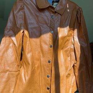 Haute monde faux leather jacket in brown xl